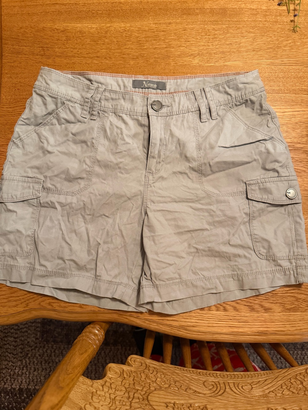 Women's Tan Cargo Shorts with Button Flap Pockets 100% Cotton